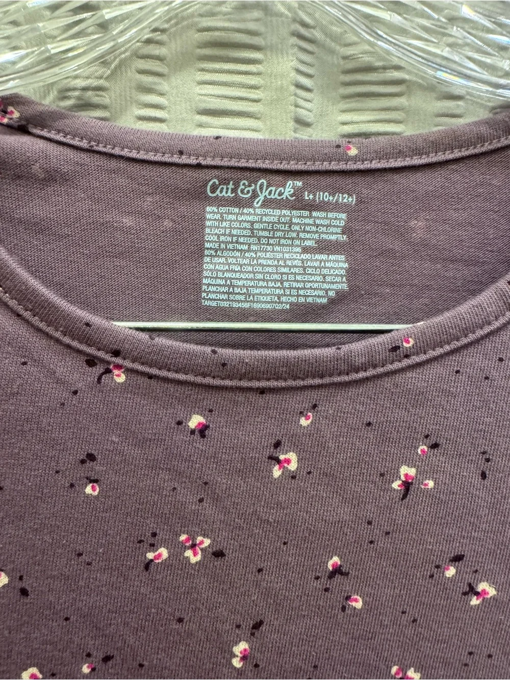 Cat & Jack Kids Girl Dusty Purple Floral Long Sleeve Knit Dress size large plus